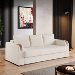 Canapea Extensibila Morelia plusata aspect lana alba