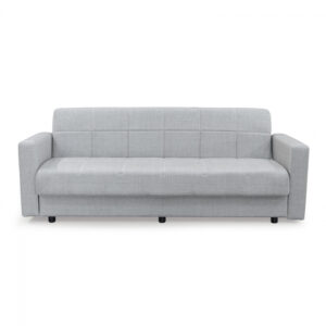 Canapea MARBELLA extensibila, 3 locuri, cu arcuri si lada depozitare, gri deschis, 214x73x80 cm