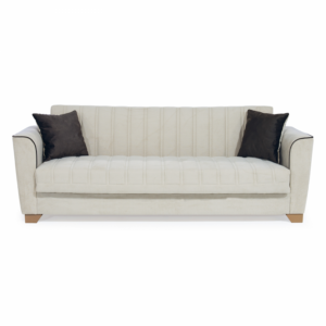 Canapea QUEEN extensibila, 3 locuri, cu arcuri si lada depozitare, crem, 218x70x80 cm