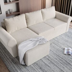 Coltar Extensibil Bonito plusat aspect lana alba