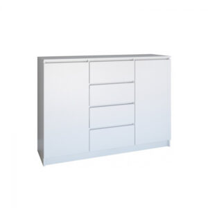 Comoda FLORA, 2 usi, 4 sertare, corp si fronturi alb, 120x40x97 cm