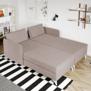 Divan dublu / Pat matrimonial tapitat Crem Soft Fix