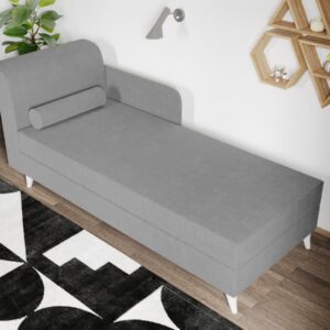Divan / Pat o persoana tapitat Gri Deschis Round Fix
