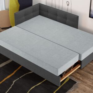 Divan / Pat tapitat Gri Deschis / Gri Antracit Story Extensibil