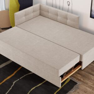 Divan / Pat tapitat Crem Story Extensibil