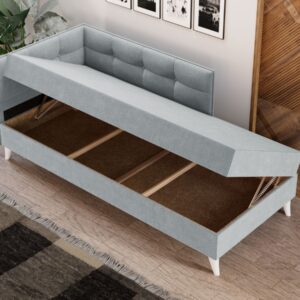 Divan / Pat o persoana tapitat Gri Deschis Story Rabatabil