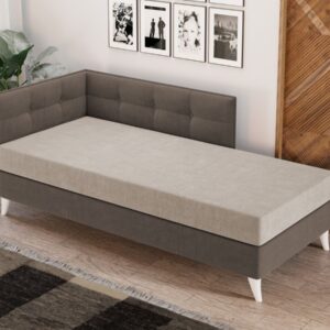 Divan / Pat o persoana tapitat Crem / Maro Story Fix