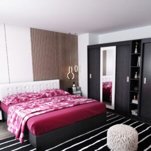 Set Mobila Dormitor Bingo F Tapitat Alb 6 piese