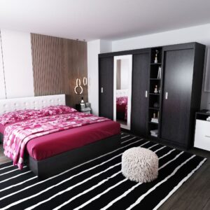 Set Mobila Dormitor Bingo F Tapitat Alb 7 piese