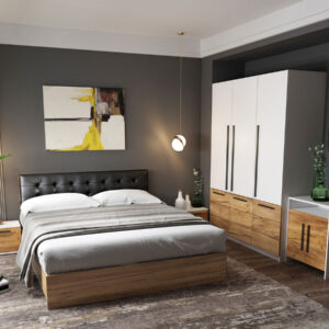 Set Mobila Dormitor Timea 5 piese Tapitat Wenge