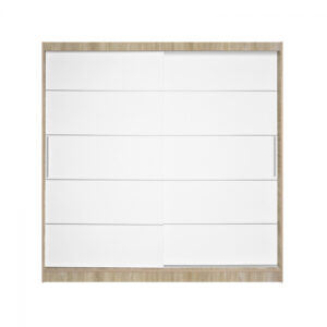 Dulap CORFU 03, usi glisante, corp sonoma + usi alb, 200x60x200 cm
