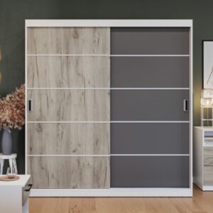 Dulap Forest 184 usi gri/stejar k02