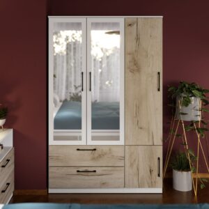 Dulap Relax Alb / Stejar k02 – C124/05 cu oglinda