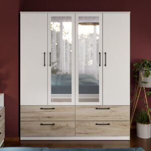 Dulap Relax Alb / Stejar k02 – C164/05 cu oglinda