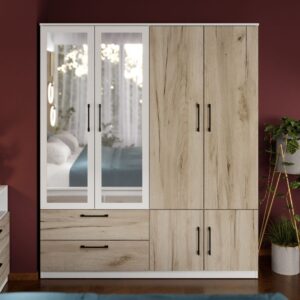 Dulap Relax Alb / Stejar k02 – C164/06 cu oglinda