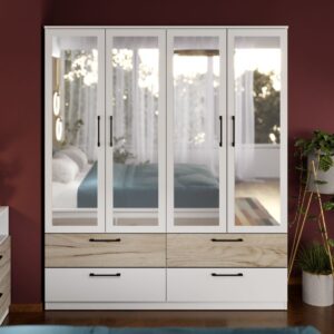 Dulap Relax Alb / Stejar k02 – C164/07 cu oglinda