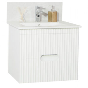 Set baza cu front MDF si Lavoar, seria 009, 60cm, suspendata cu sertare, alb