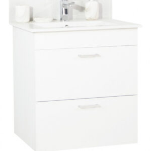 Set Baza si Lavoar seria 067, suspendata cu sertare, 50 cm, alb