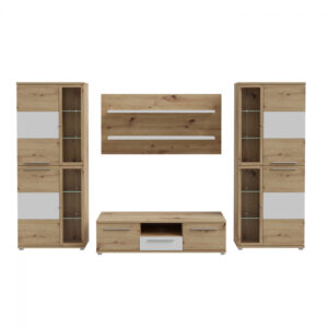 Living ALX, 4 corpuri, artisan + alb, 334x55x200 cm