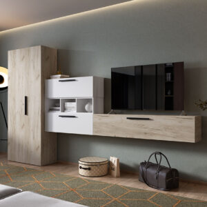 Living Pati 005 – Mobila Sufragerie Stejar + Alb