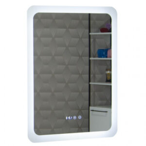 Oglinda cu iluminare LED, functie dezaburire, ceas si termometru, MD2, 60×80 cm