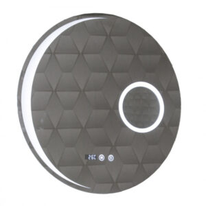 Oglinda cu iluminare LED, functie dezaburire, ceas, termometru si lupa, MD5, diametru 60 cm