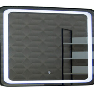 Oglinda cu iluminare LED si intrerupator touch, MD3, rama neagra, 80×60 cm