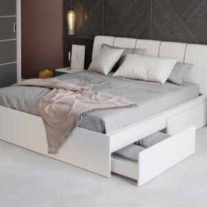 Pat Alb Tapitat optional lada de depozitare 160×200 4 sertare