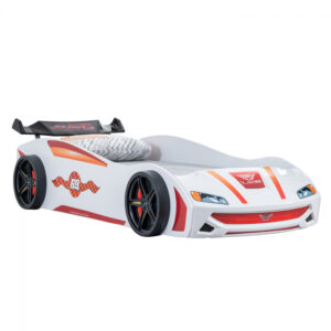 Pat pentru copii masina ECO VECTOR, alb, 90×190 cm