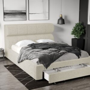 Pat Tapitat Galileo cu somiera si sertar Alb – Coral 15