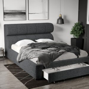 Pat Tapitat Galileo cu somiera si sertar Gri Inchis – Coral 80