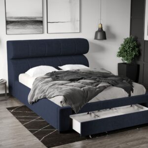 Pat Tapitat Galileo cu somiera si sertar Bleumarin – Eden 16