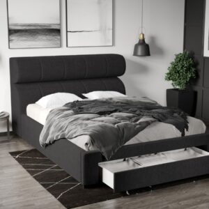 Pat Tapitat Galileo cu somiera si sertar Negru – Eden 21