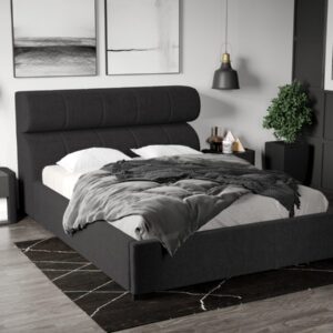 Pat Tapitat Galileo cu somiera fixa Negru – Eden 21 140×200