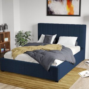 Pat Tapitat Adam cu somiera fixa Bleumarin – Falcone 80 140×200