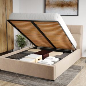 Pat Tapitat Galacto cu somiera rabatabila si lada de depozitare