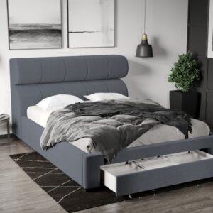 Pat Tapitat Galileo cu somiera si sertar Albastru – Jasmine 90