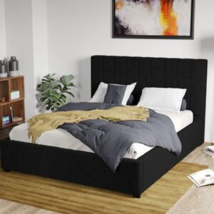 Pat Tapitat Adam cu somiera fixa Negru – Poso 135 140×200