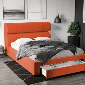 Pat Tapitat Galileo cu somiera si sertar Portocaliu – Riviera 51