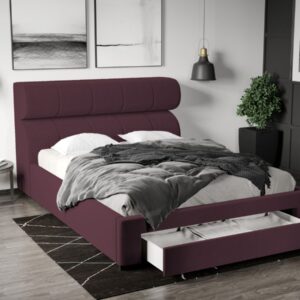 Pat Tapitat Galileo cu somiera si sertar Visiniu – Riviera 69