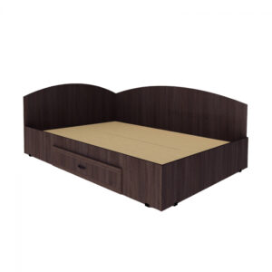 Pat de colt, 120×200 cm, sertar lateral pe role, wenge