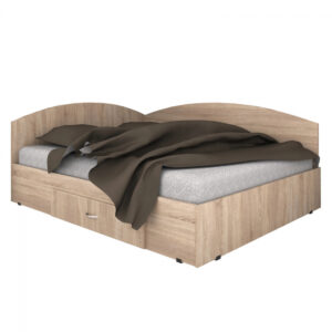 Pat de colt, 90×200 cm, cu sertar, sonoma