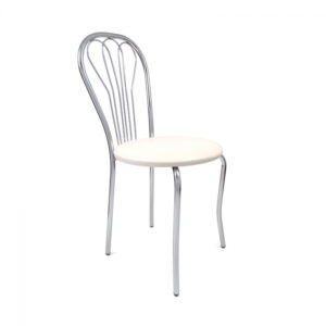 Scaun bucatarie cromat VANESSA, cu sezut tapitat, crem, 40x48x86 cm