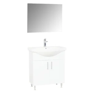 Set Baza cu Lavoar si Oglinda seria 005, eco, 65 cm, alb