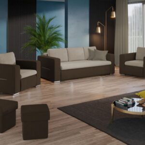 Set Canapea si Fotolii Ivy Crem / Maro