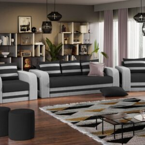 Set Canapea si Fotolii Camila Gri Antracit / Gri Deschis