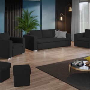 Set Canapea si Fotolii Ivy Gri Antracit