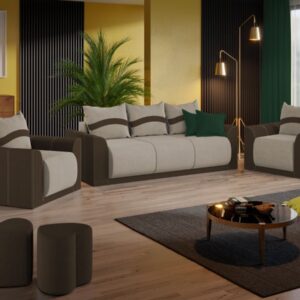 Set Canapea si Fotolii Nova Crem / Maro