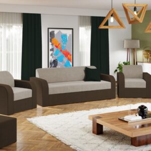 Set Canapea si Fotolii Mini Crem / Maro