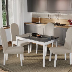 Set Masa Grand Gri + 4 Scaune Grand Crem